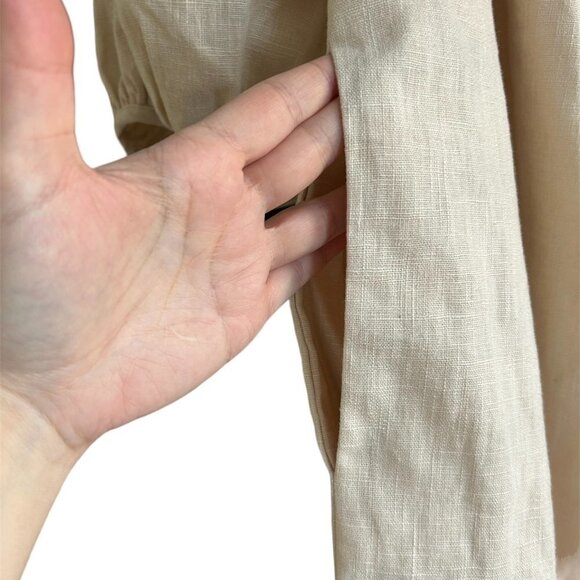 REVOLVE LPA Peasant Style Puffy Sleeve Ecru Cotton Linen Dress US S - Picture 8 of 10